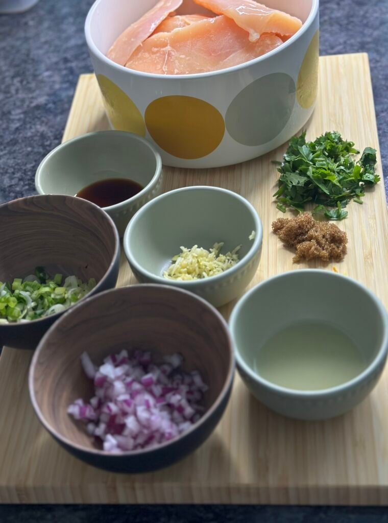 ingredients for marinated grilled thai chicken