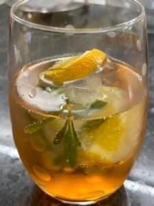 drink with fancy flavored ice cubes