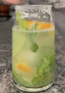 drink with fancy flavored ice cubes