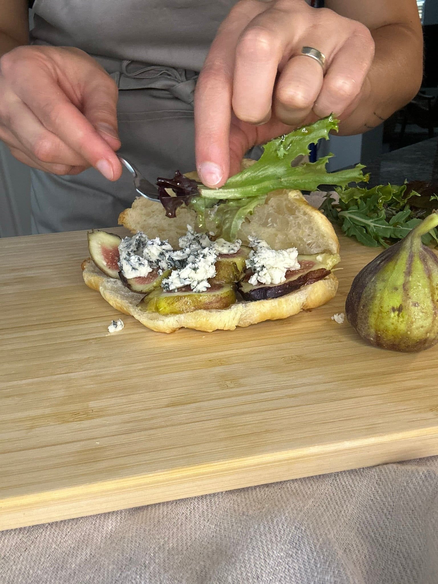 layering assemble the croissants