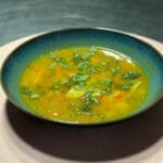 a bowl of soup on a table