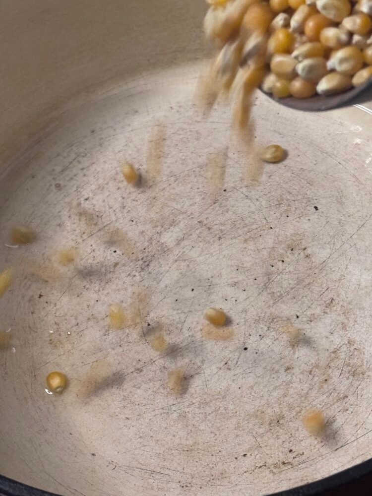 IMG_8760 adding popcorn kernels in a Ditch oven