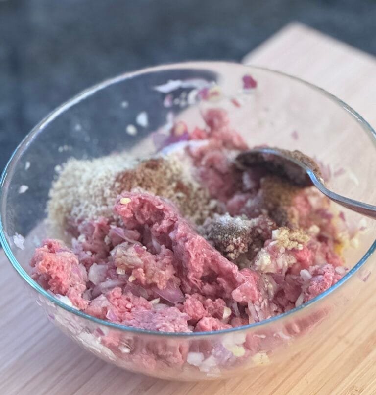 mix meat and spices together