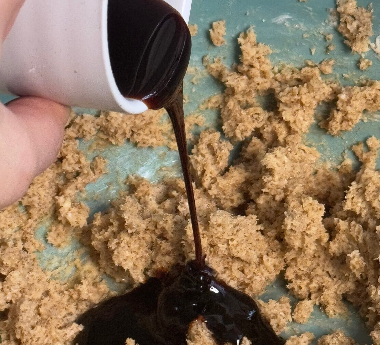 IMG_9354 add molasses into cookie dough