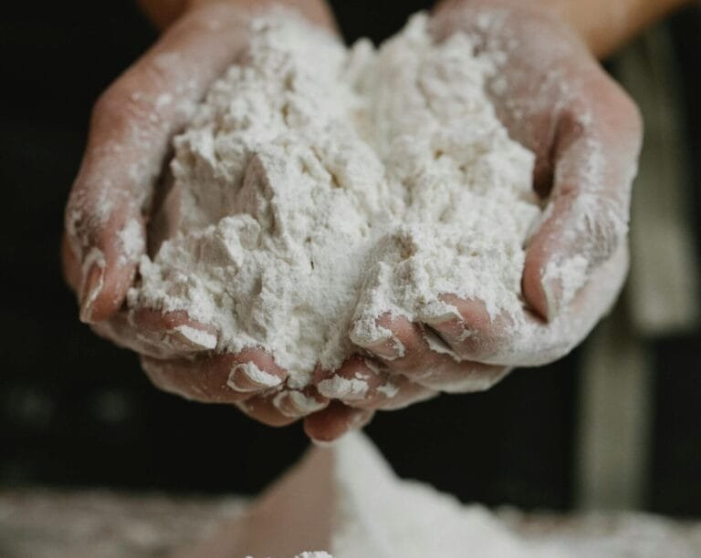 flour in hands