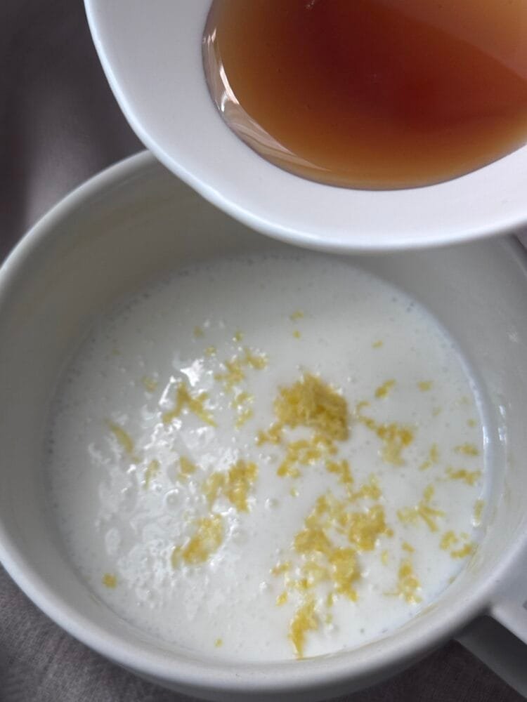 mix buttermilk, maple syrup and lemon zest