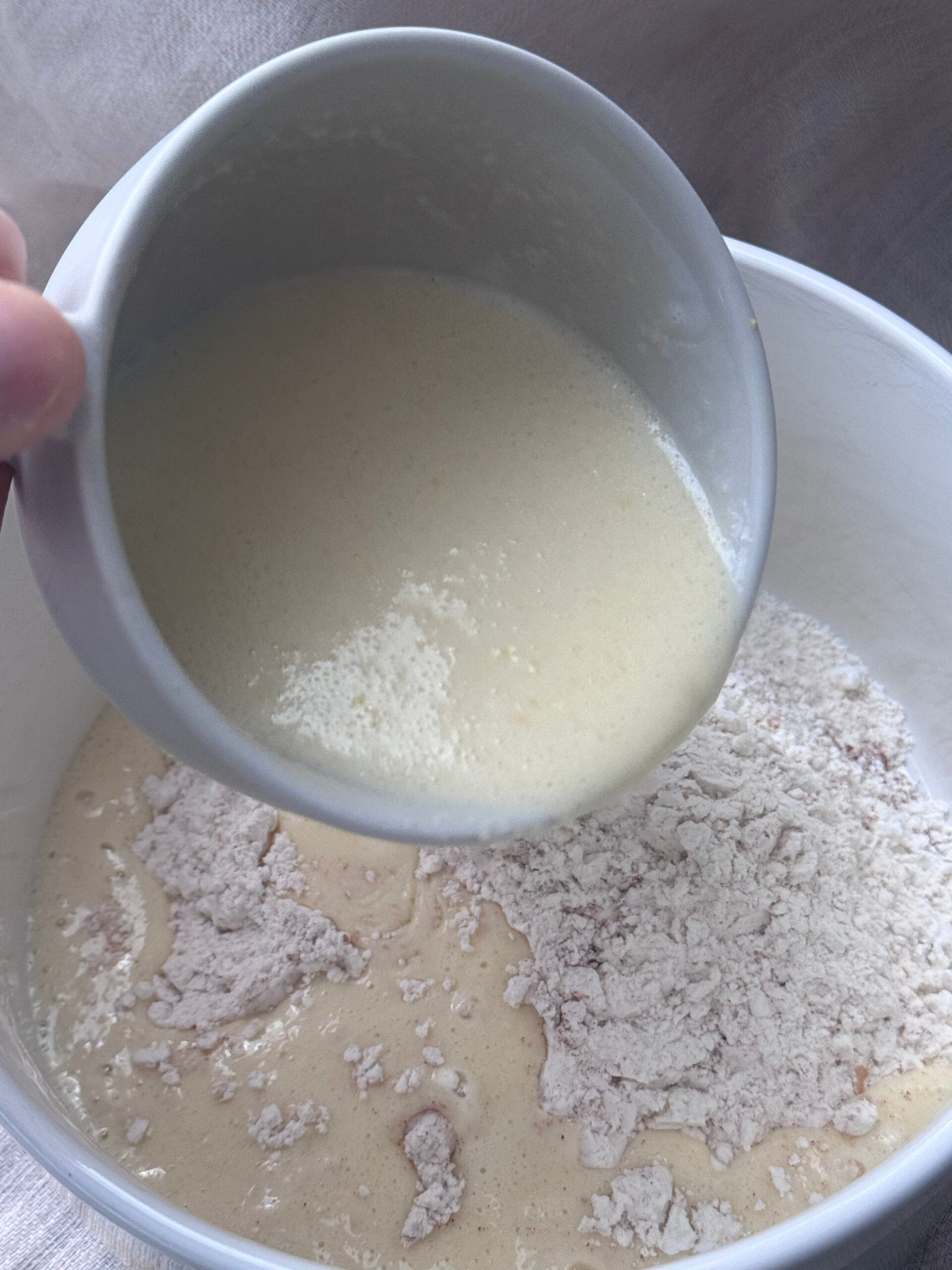 add wet ingredients to dry mix