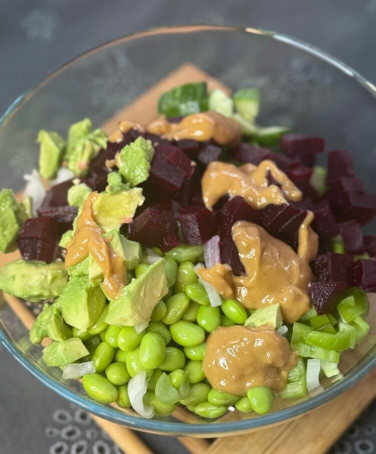 IMG_0878 pour the dressing and mix