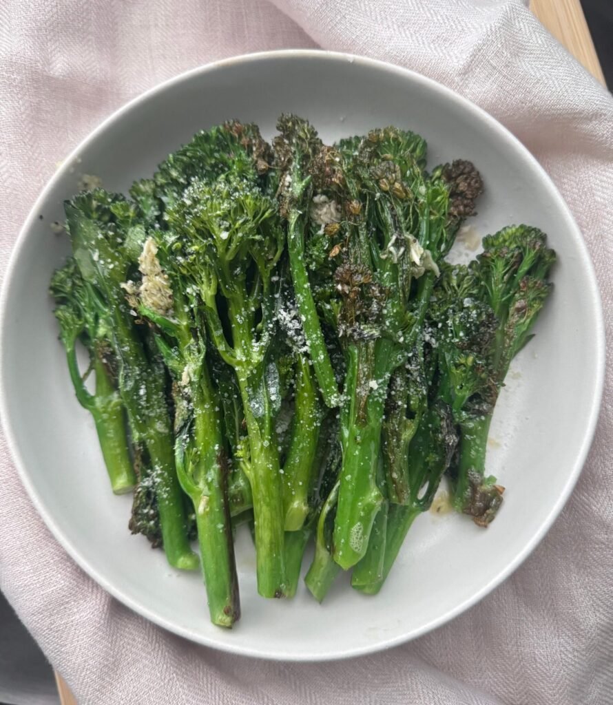 Toasted Broccoli with Sesame Oil and Parmesan Cheese