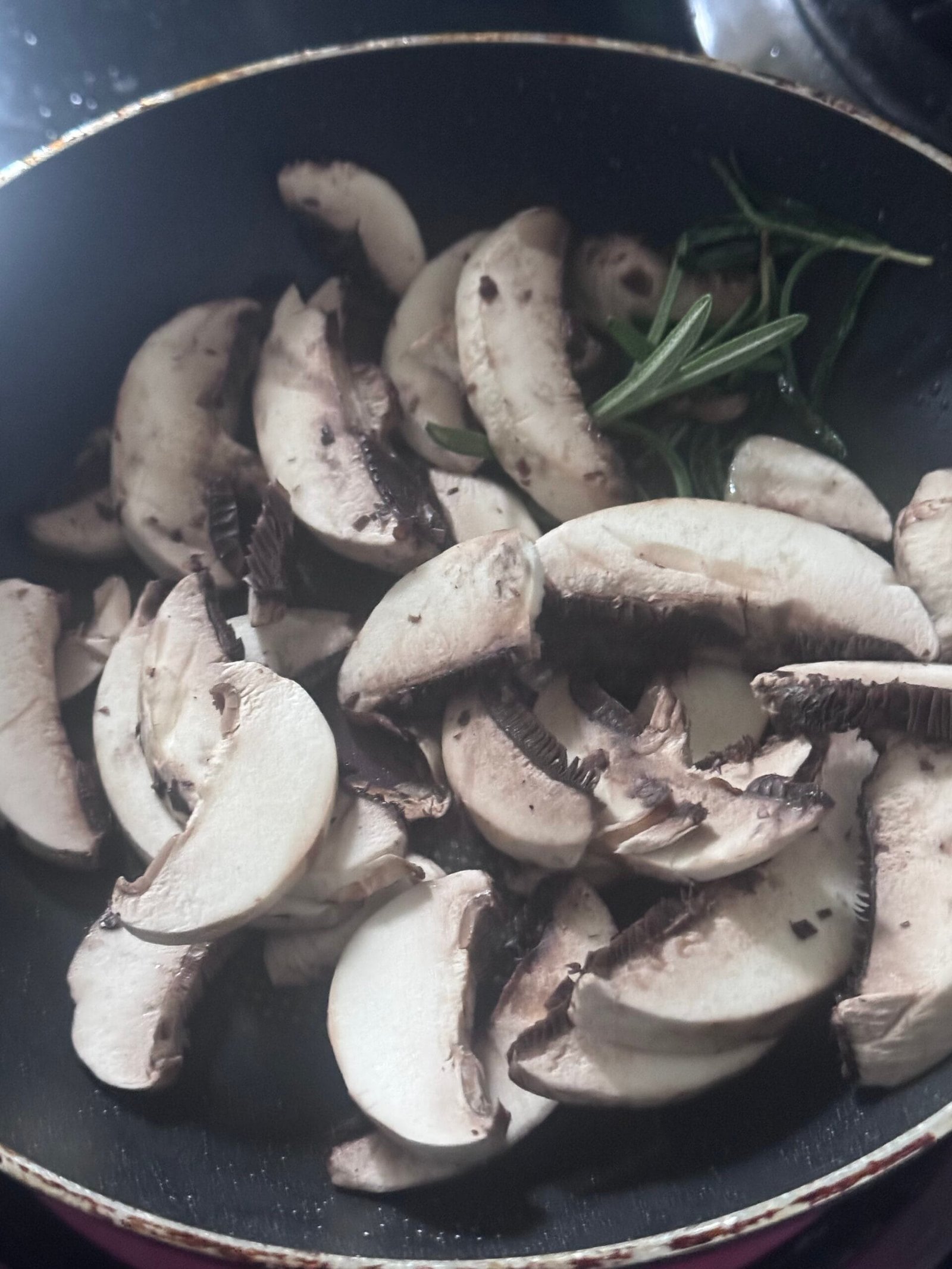 cremini mushrooms in a pan