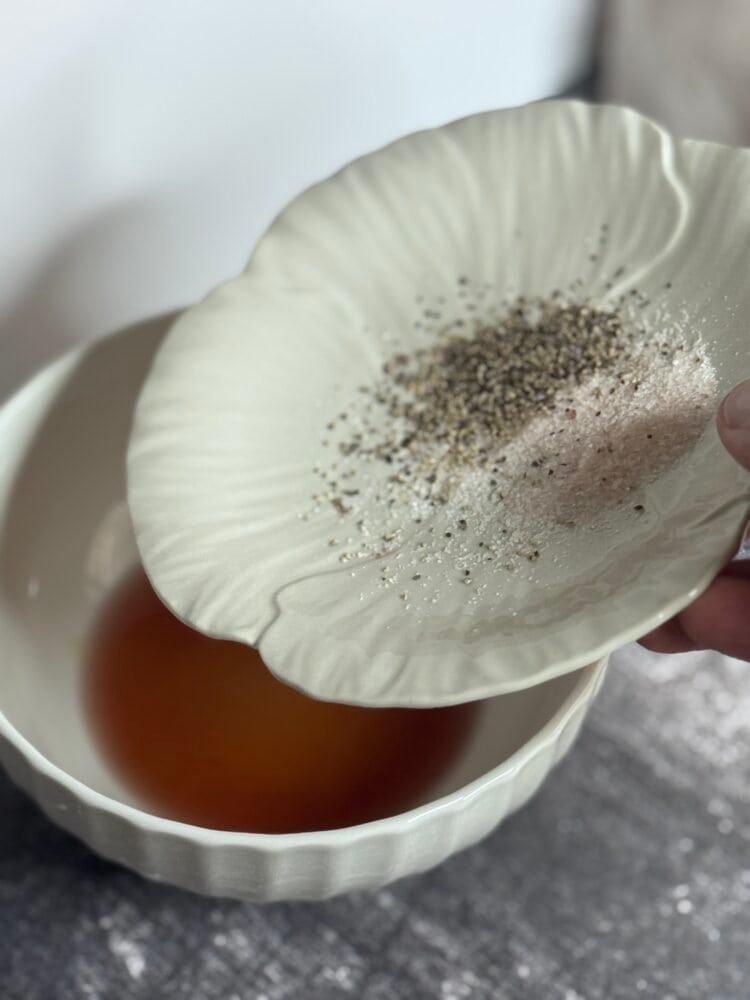 add salt prepare the salad dressing