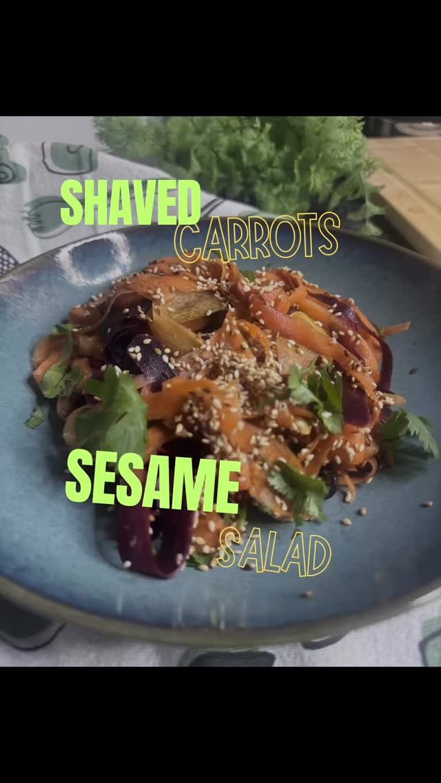 Comment “CARROTS” for recipe or check link in bio @chickinapron 

Shaved carrot salad with Asian sesame dressing, toasted seeds and fresh herbs.

Ready in minutes!

#easycooking #carrotsalad #asiansalad #affiliatelink