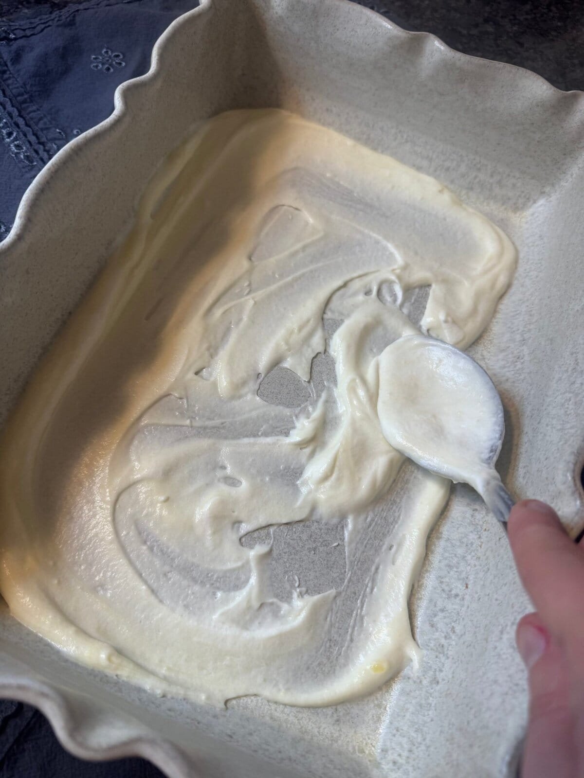 layer cream layer cream at bottom of the pan