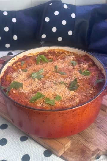 Ground Beef Pasta Casserole in Rose Sauce