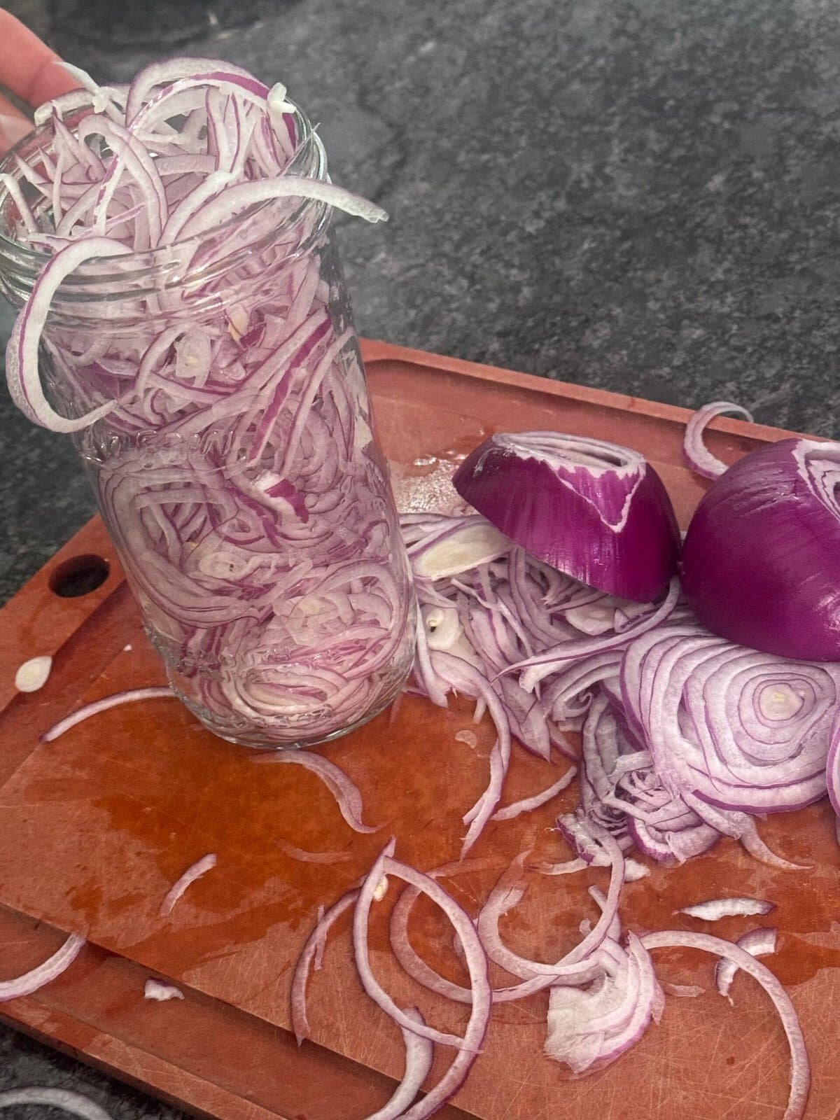 jar with sliced onions jar with sliced onions