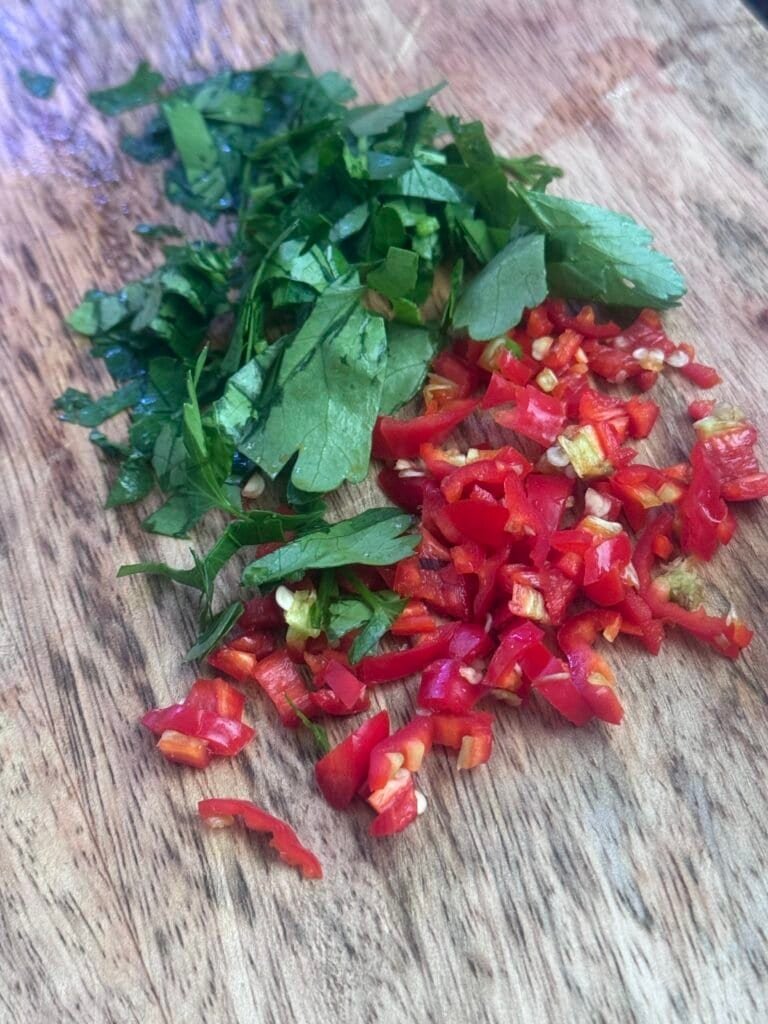 chopped parsley and chilli