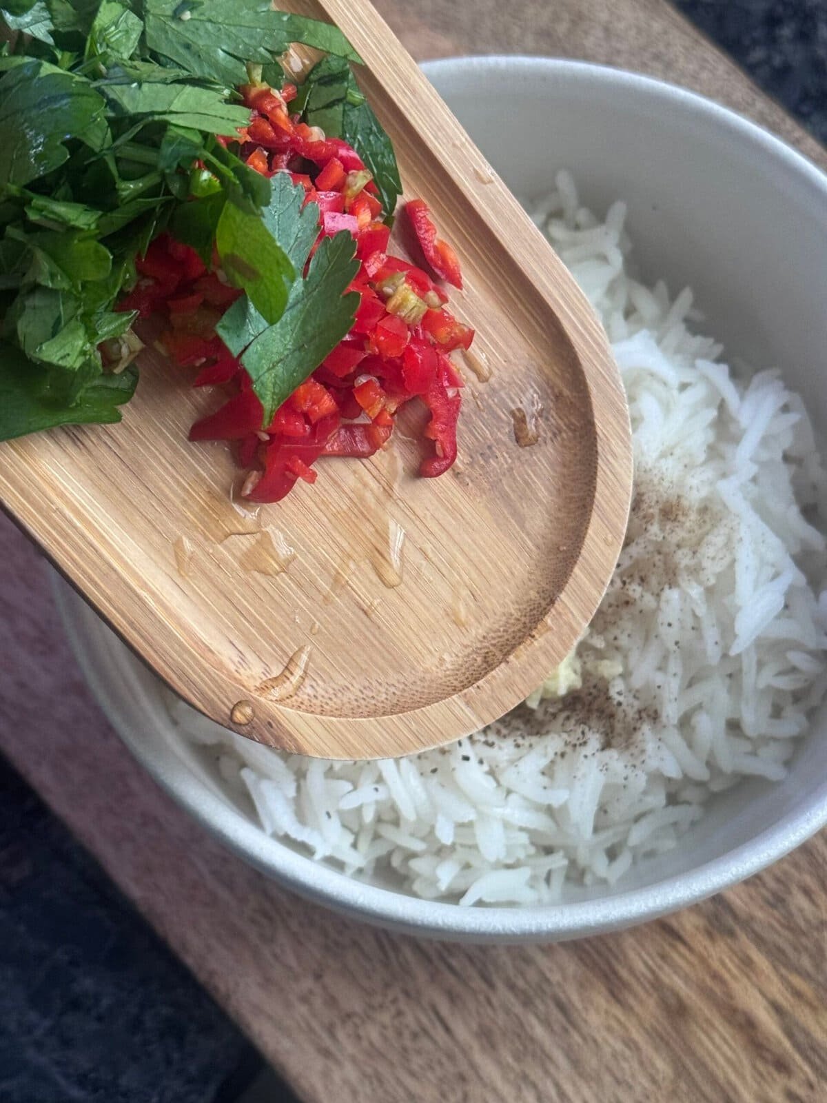 chopped parsley and chillies chopped parsley and chillies