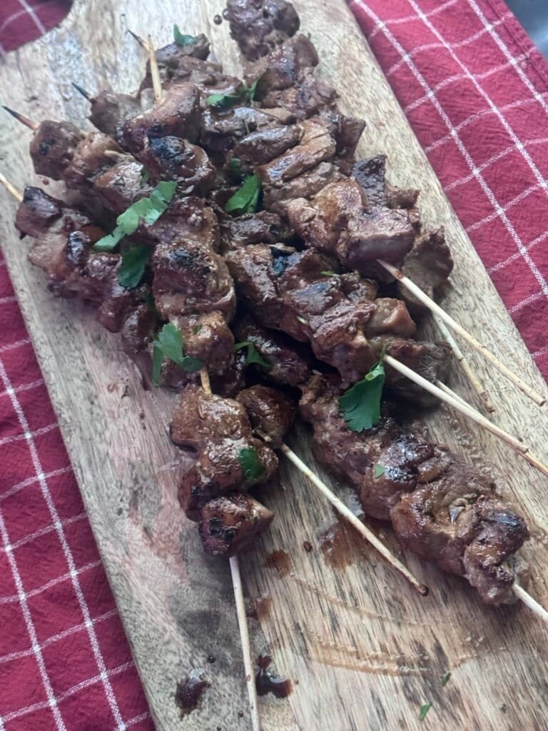 honey garlic pork skewers