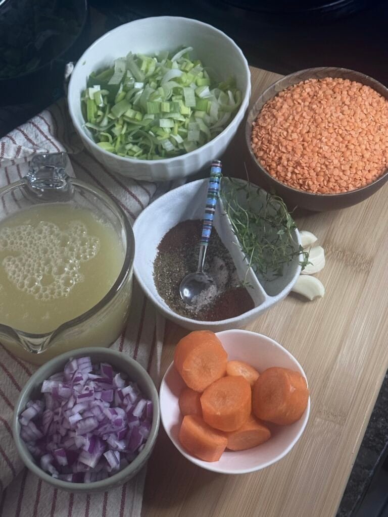 ingredients for red lentil soup